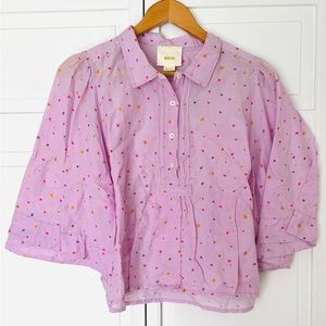 Maeve Anthro Lilac Blouse Bell Sleeves size Medium